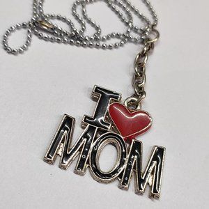 I LOVE MOM I MOTHER DAY GIFT HEART BLACK RED METAL KEYCHAIN FOR CAR BIKE MAN AND